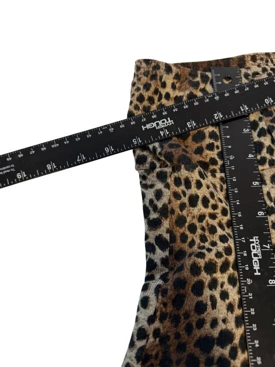 Lapis Leopard Print Swing Skirt With Belted Waist Polyester Stretchy Panel Size - Picture 9 of 12